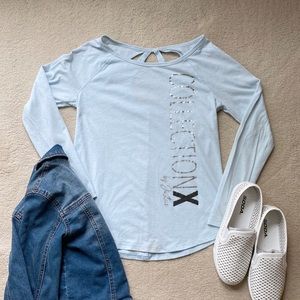Girls Pastel Blue Open Back Long Sleeve Top
